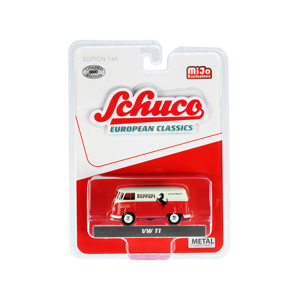 Volkswagen T1 Panel Bus "Ferrari Automobiles" Red and Cream "European Classics" Series Limited Edition to 3600 pieces Worldwide 1/64 Diecast Model by Schuco