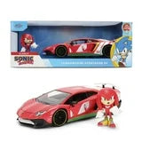 Sonic Knuckles with Lamborghini Aventador SV – Hollywood Rides Die-Cast Vehicle & Knuckles Figure by Jada Toys – Opening Doors & Hood