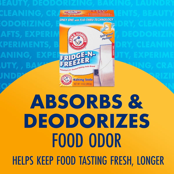 Arm & Hammer Baking Soda Fridge-N-Freezer Odor Absorber, Orange 14 Oz, Pack of 12 Church & Dwight