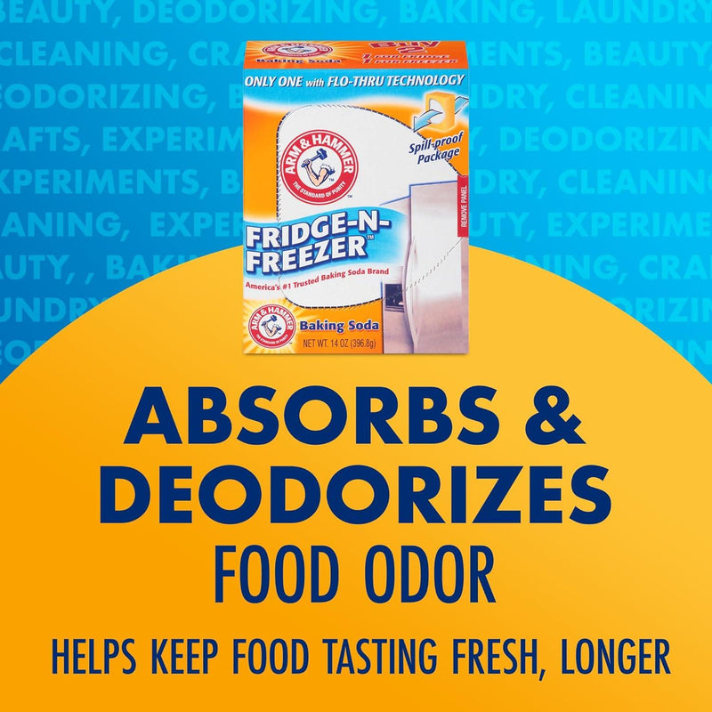 Arm & Hammer Baking Soda Fridge-N-Freezer Odor Absorber, Orange 14 Oz, Pack of 12 Church & Dwight
