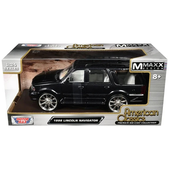 1998 Lincoln Navigator Black Met w/White Interior "Maxx Design" "American Classics" Series 1/24 Diecast Model Car by Motormax