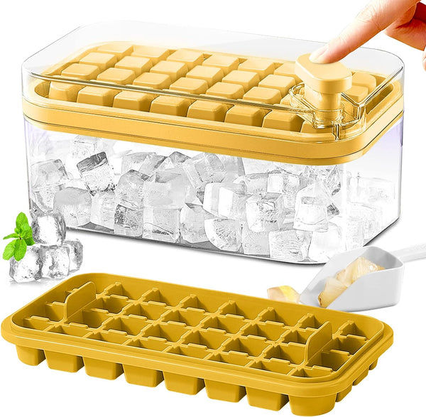 One-button Press Type Ice Mold Box Plastics Ice Cube Maker Ice Tray Mold With Storage Box With Lid Bar Kitchen Accessories