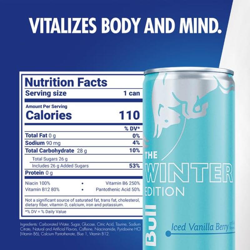 Red Bull Winter Edition Energy Drink, Iced Vanilla Berry, 8.4 Fl.Oz. Can, Case of 24 Cans Red Bull