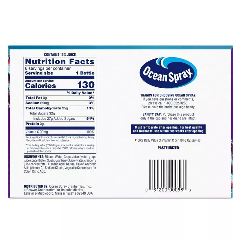 Ocean Spray Cran-Grape Juice Drink 10 Oz Ocean Spray
