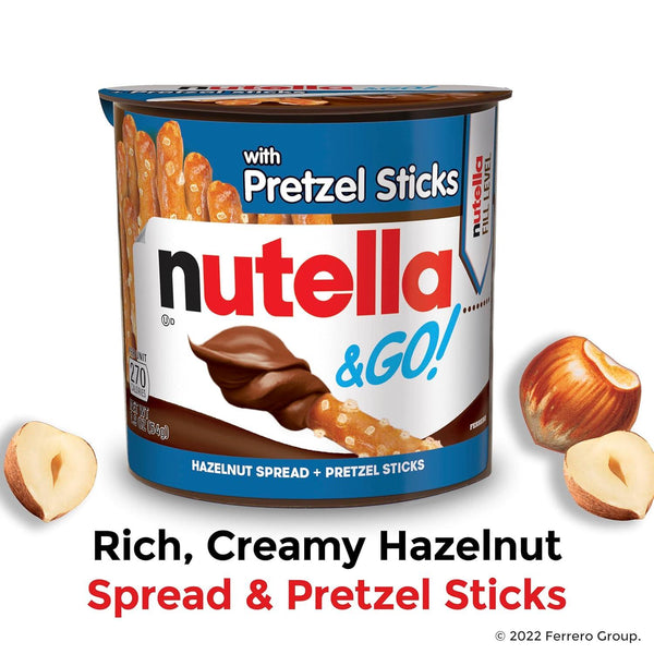 Nutella & GO! 24-Pack, Hazelnut Cocoa Spread with Pretzel Sticks, Ideal for Stocking Stuffers and Snack Cups, 1.9 Oz Each by Ferrero