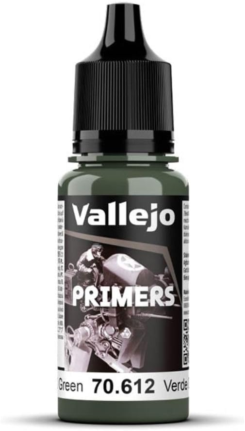 Vallejo - Surface Primer Color | NATO Green Acrylic Primer 18 ml (0.6 fl.oz.) | Matte Finish and Fast Drying | Perfect for Airbrushing and Great Adhesion to Figurines and Scale Models