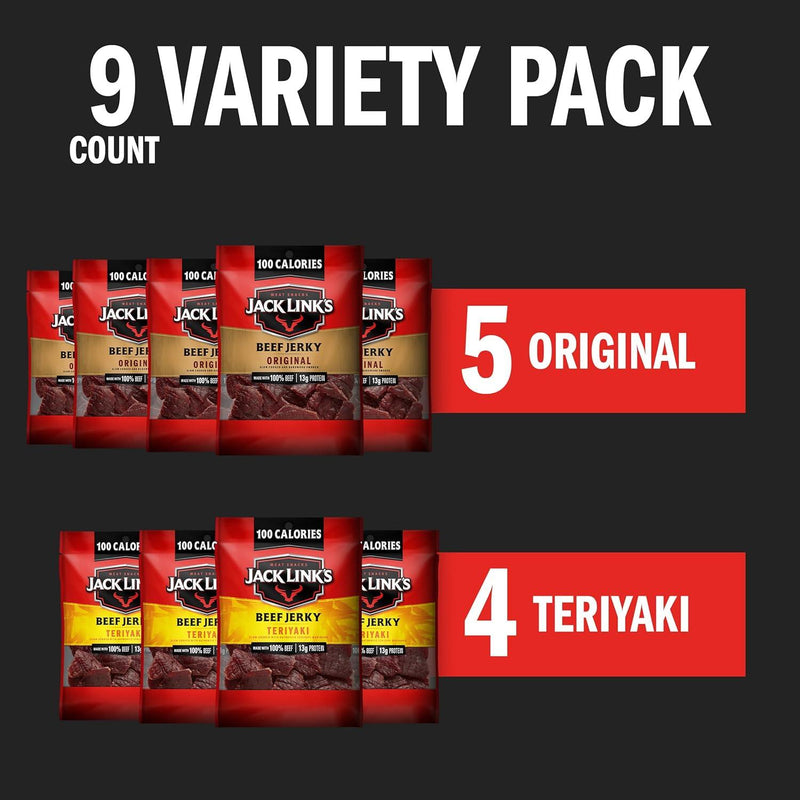 Jack Link'S Beef Jerky Variety Pack 1.25 Oz (Pack of 9) Link Snacks