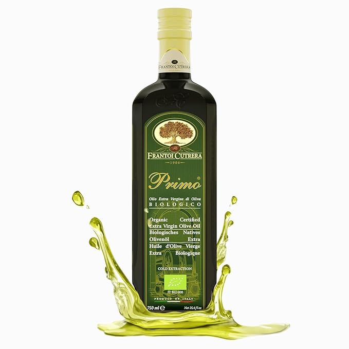 Frantoi Cutrera Primo Cold Extracted Italian Organic Extra Virgin Olive Oil Cold Pressed, Polyphenol Rich Olive Oil, Authentic Certified DOP Sicilian EVOO Imported From Italy, 25.4 fl oz (Pack of 1)