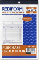 Rediform purchase order book, 12 lines, three-part carbonless, 5.5 x 7.88, 50 forms total