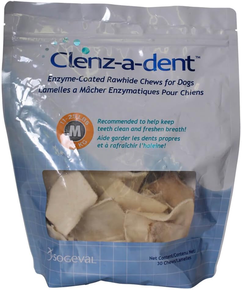 CLE06230 30 Count 11-25 lb Cleans-A-Dent Rawhide Chews for Medium Dogs