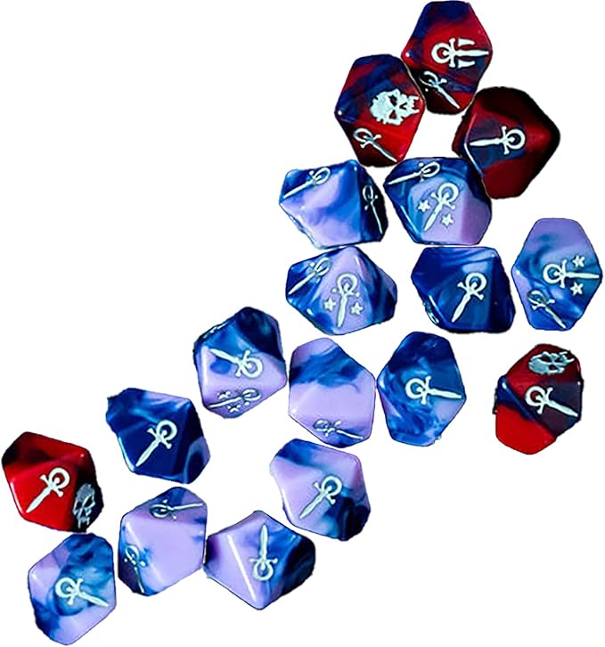 Renegade Game Studios: Vampire: The Masquerade 5th Edition Roleplaying Game - Acquired Taste Limited Dice & Tray Accessory Pack - 18 Purple & Red RPG Dice & Folding Tray