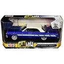 1964 Chevrolet Impala Lowrider Hard Top Candy Blue Metallic with Cream Top "Get Low" Series 1/24 Diecast Model Car by Motormax