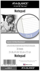 AT-A-GLANCE Day Runner Lined NotePad Pages, Refill, Loose-Leaf, Undated, for Planner, 3-3/4" x 6-3/4", Size 3, 30 Sheets/Pack (033-3)
