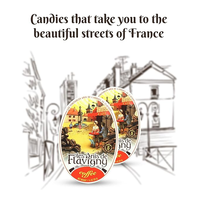 4 Pack Les Anis de Flavigny Hard Candy 1.75-ounce (50g) Tins (Coffee)