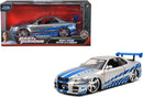 Jada Toys Fast & Furious Brian’s 2002 Nissan Skyline R34 Die-cast Car, 1:24 Scale, Silver & Blue