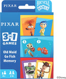 Bicycle Disney Pixar 3-in-1 Card Games Old Maid Go Fish Memory Kids Ages 4