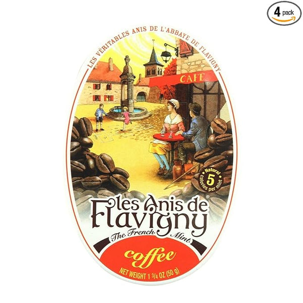 4 Pack Les Anis de Flavigny Hard Candy 1.75-ounce (50g) Tins (Coffee)