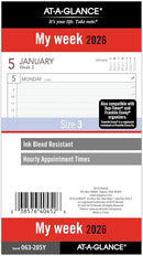 AT-A-GLANCE 2026 Planner Refill, Weekly, 3-3/4" x 6-3/4", Portable Size 3 Loose-Leaf (063-285Y-26)