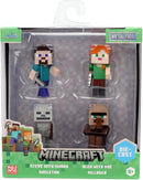 Jada Minecraft Metalfigs 4-Pack – 2.5” Die-Cast Collectible Figures Toys – Wave 4 Set Featuring Steve with Sword, Alex with Axe, Skeleton & Villager