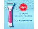 Schick Hydro Silk TrimStyle Razor with Bikini Trimmer for Women | 2-in-1 Bikini Razor for Women and Womens Trimmer for Pubic Hair, Includes 1 Waterproof Handle, 1 Refill & 1 AAA Battery