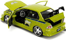 Jada Toys Fast & Furious 1:24 Brian's Mitsubishi Lancer Evolution VII Die-cast Car, toys for kids and adults, Lime Green