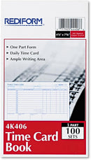 REDIFORM Time Card Pad, Daily, 2-Sided, Manila, 4.25" x 7", 100 Cards (4K406)