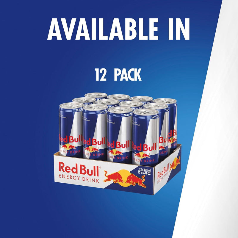 Red Bull Energy Drink with 151Mg Caffeine plus Taurine & B Vitamins, 16 Fl Oz, Pack of 12 Cans Red Bull