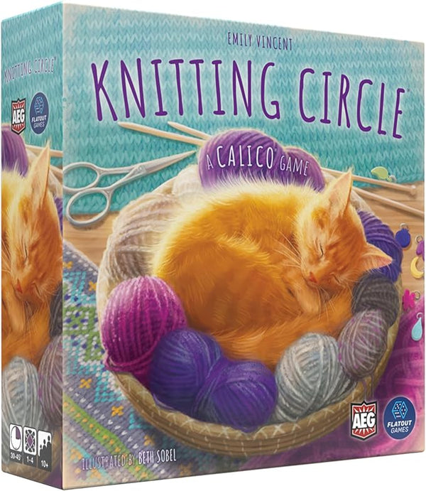 AEG & Flatout Games | Knitting Circle - Follow-Up to the Award-Winning Puzzly Game Calico | Cats, Yarn, and Cozy Knits | Ages 10+ | 1-4 Players