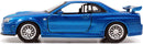 Fast & Furious Brian's Nissan Skyline GT-R R34 Silver & Nissan GT-R R34 Blue 1:32 Die - cast Car, Toys for Kids and Adults