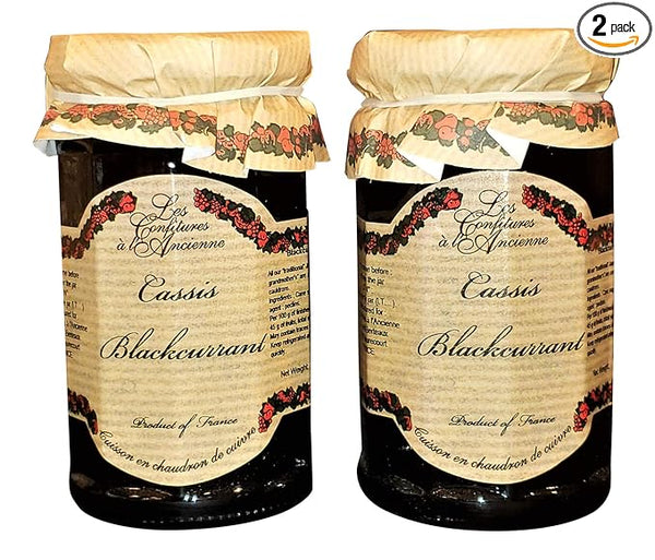 Set of 2 Jars, Les Confitures à la Ancienne - Cassis (Blackcurrant) French Preserves/Jam, 9.5 oz