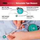 SINGER 50003 ProSeries Retractable Tape Measure, 98-Inch, Teal