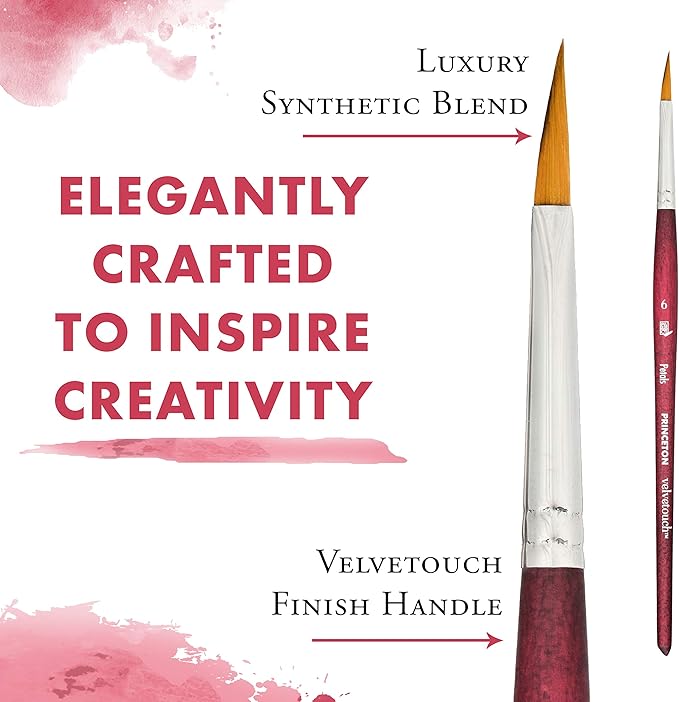 Princeton Velvetouch, Series 3950, Paint Brush for Acrylic, Oil and Watercolor, Petal, 6
