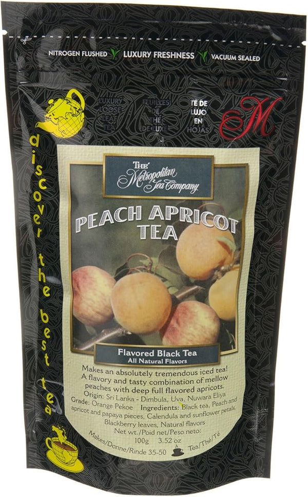 Metropolitan Tea Discovery Loose Tea Pack, Peach Apricot Flavored Black, 100gm