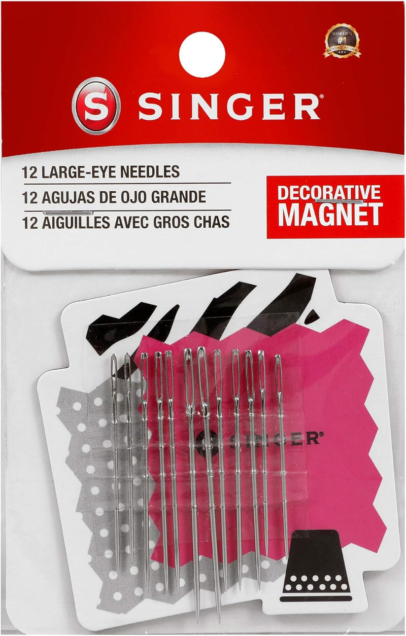 Singer Large Eye Hand Needles On Magnet, 12-Count