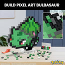 Mega Pokémon Bisasam Retro Look - 15 cm Buildable with Pixel Art Stones - Includes Wall Mounted Base for Adult Lovers and Collectors
