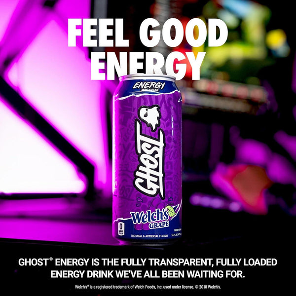 GHOST Energy Drink - 12-Pack, Welch'S Grape, 16Oz Cans - Energy & Focus & No Artificial Colors - 200Mg of Natural Caffeine, L-Carnitine & Taurine - Gluten-Free & Vegan GHOST ENERGY GHOST ENERGY