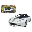 Lotus Evora S Matt White with Black Top and Gray Stripes Satin Paint Series 1/24 Diecast Model Car by Motormax