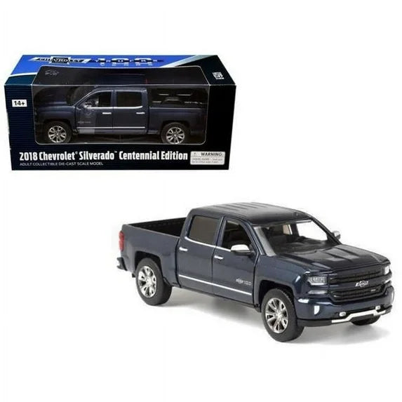 Motormax 79353BL 2018 Chevrolet Silverado LTZ Centennial 100 Year Anniversary, Blue