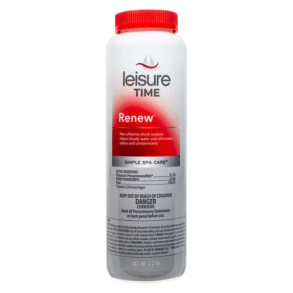 Leisure Time RENU2 Renew Non-Chlorine Shock Treatment, Non-Chlorine Oxidizer for Hot Tubs and Spas, Restores Water Clarity and Freshness, Gentle on Skin, 2.2 lbs