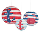 Fun Express - Nautical Baby Shower Paper Lanterns for Baby - Party Decor - Hanging Decor - Lanterns - Baby - 3 Pieces