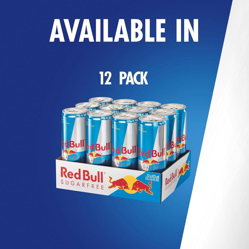 Red Bull Sugar Free Energy Drink, 16 Fl Oz, Pack of 12 Cans Red Bull