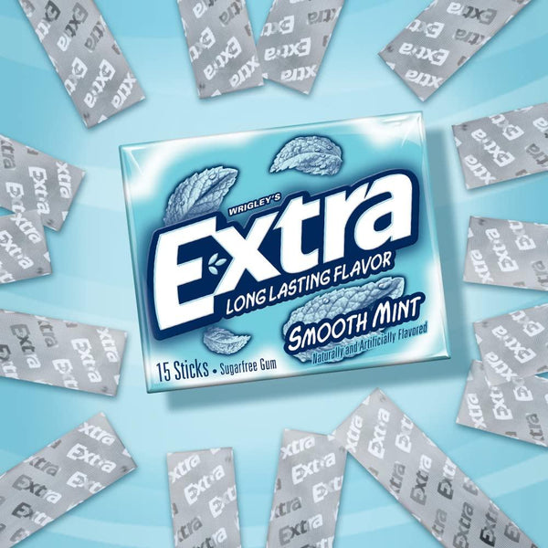 Extra Smooth Mint Sugarfree Gum 15 Count (Pack of 10) Extra