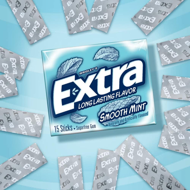 Extra Smooth Mint Sugarfree Gum 15 Count (Pack of 10) Extra