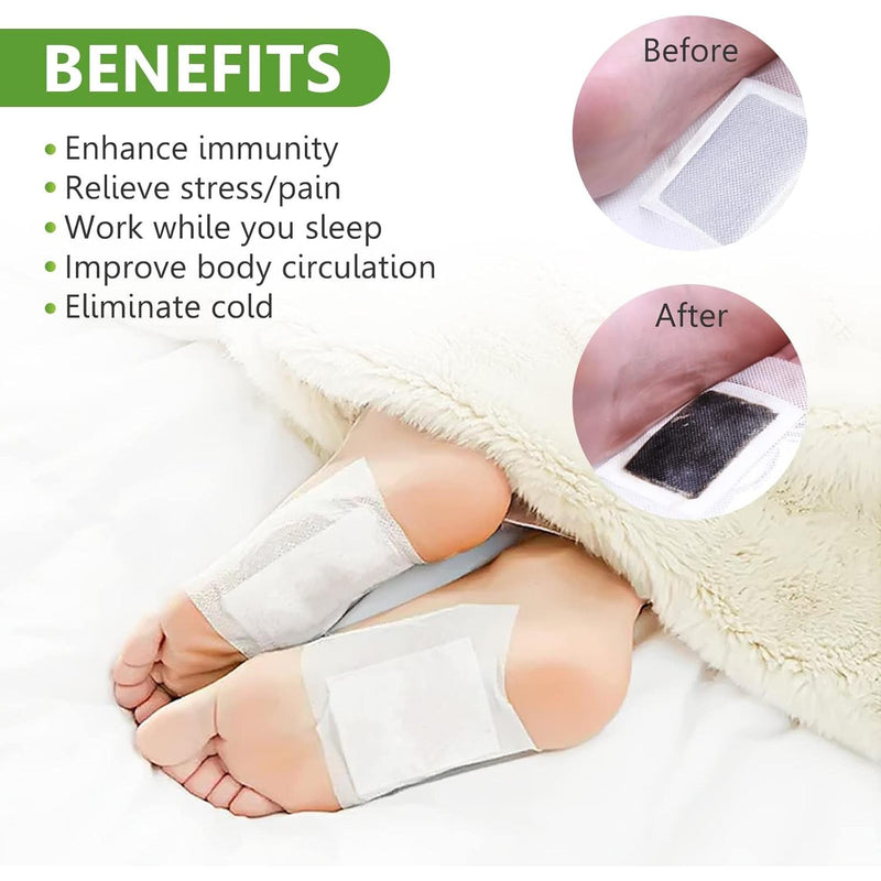 30PCS Deep Cleansing Foot Pads with Natural Ginger Powder and Bamboo Vinegar for Pain Relief, Stress Relief, and Relaxation - Adhesive Patches for Foot and Body Care