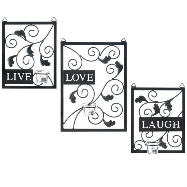 Accent Plus Live Laugh Love Candle Sconce Set