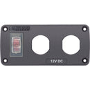 Blue Sea 4364 Water Resistant USB Accessory Panel - 15A Circuit Breaker, 2x Blank Apertures