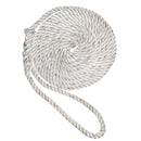 New England Ropes 3/8" Premium 3-Strand Dock Line - White w/Tracer - 15&