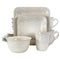 Elama Ivory Lotus 16 Piece Square Dinnerware Set