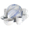 Elama Fine Marble 16 Piece Stoneware Dinnerware Set in Blue and White