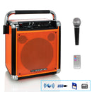Trexonic Wireless Portable Party Speaker with USB Recording, FM Radio &amp; Microphone, Orange